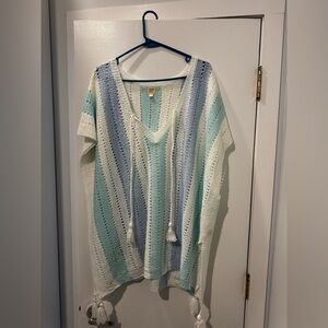 Surf Gypsy Blue and White Knit Cover-Up